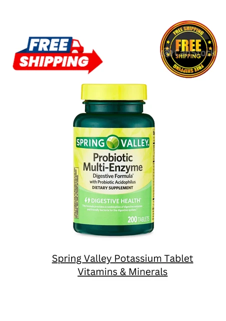 Spring Valley Probiotic Multi-Enzyme Digestive Formula Tablets 200 Count-Fre Shp
