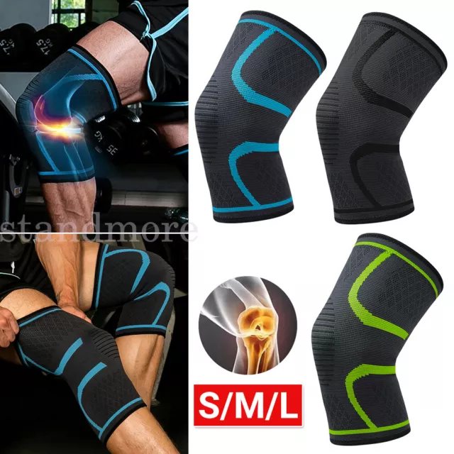 1/2 Knee Brace Support Compression Sleeve Gym Sports Running Joint Pain Relief