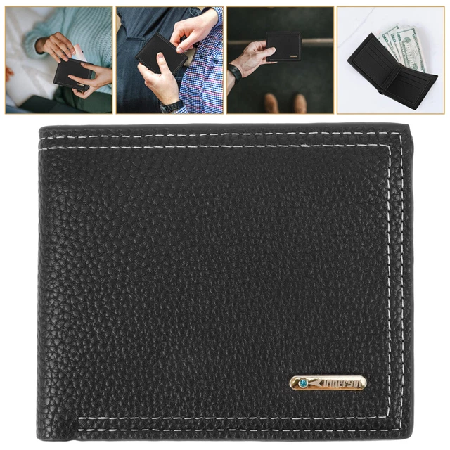 Portafoglio Leatherboss Ultra Slim In Pelle Nera - Porta Carte Di Credito E Banconote - Nuovo Con Etichette