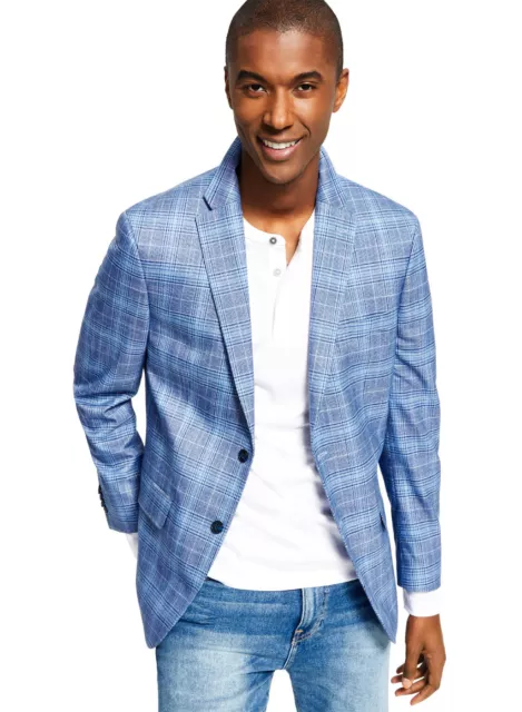 Tommy Hilfiger Mens Modern-Fit Plaid Sport Coat 42 Regular Blue - NWT $295