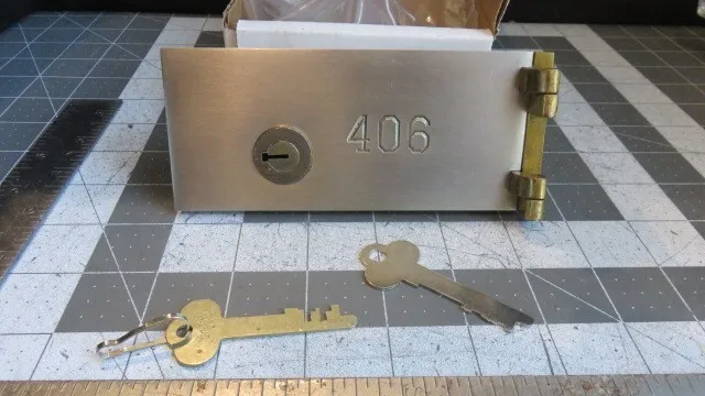 Antique L.L. Bates 1886 Safety Deposit Box Door, Hinges, 1 Op & 1 Guard Key #406