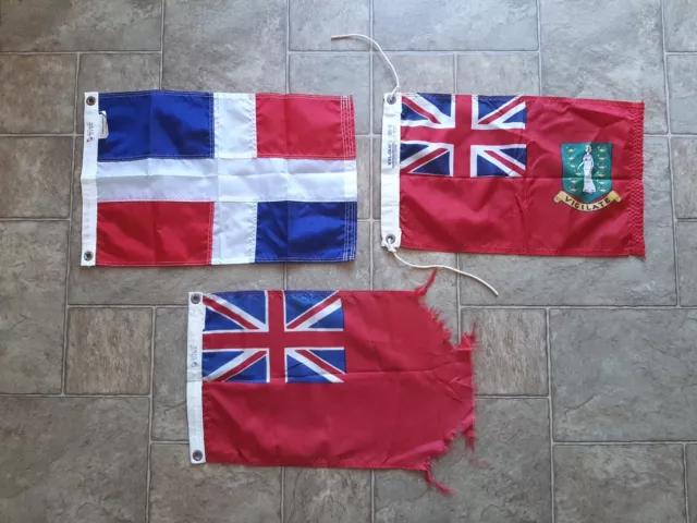 Vintage Marine Boat Ships Signal Flags lot 3 Dominican Republic Virgin Is. U.K.