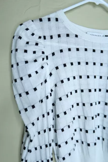 Topshop Square Polkadot Crop Top Long Sleeves White and Black Womens Size 8 - 10 2