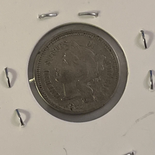 1865 Three Cent Nickel Piece 3C  Civil War Era