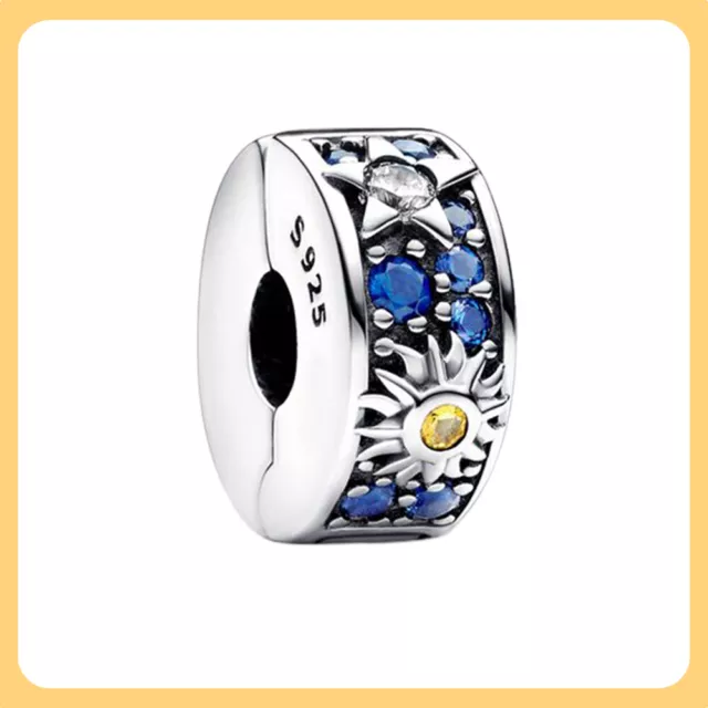 Himmlischer Sonne Stern Und Mond Clip Charme Echte S925 Frauen Armband Halskette