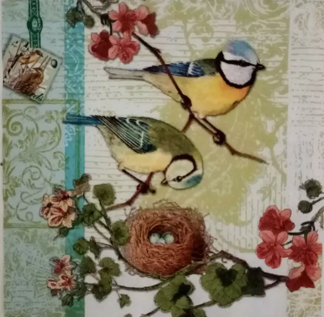 4x Serviettes en papier à découpage oiseau .4 Serviettes en papier à...