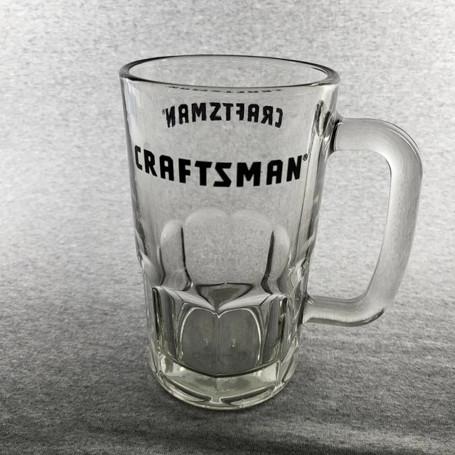 CRAFTSMAN TOOLS BEER Mugs Stein 16oz Anchor Hocking Glass Clear Black