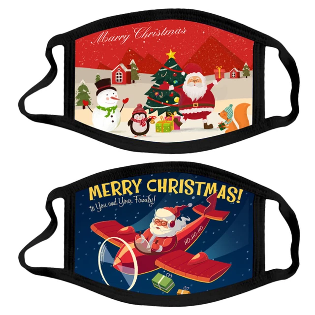 2 pz maschera natalizia stampata maschera antipolvere traspirante cotone