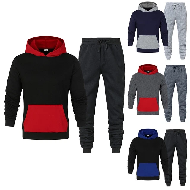 Felpe con Cappuccio Pantaloni Tuta da Uomo Set 2 Pezzi Giacca Felpa Tinta