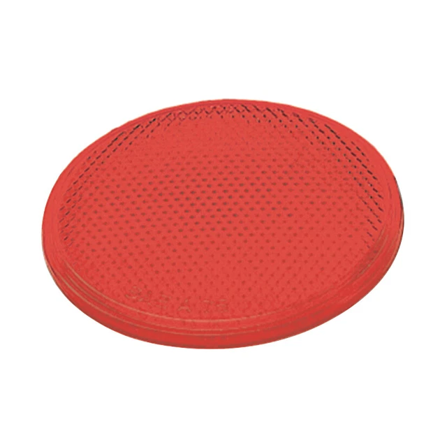 Reflector, Stick-On, Red, Round, Dia 3 In