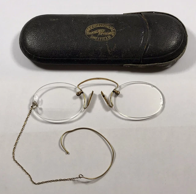 ANTIQUE ROLLED GOLD Glasses Frames, Rimless Retro Pince-Nez Spectacles ...