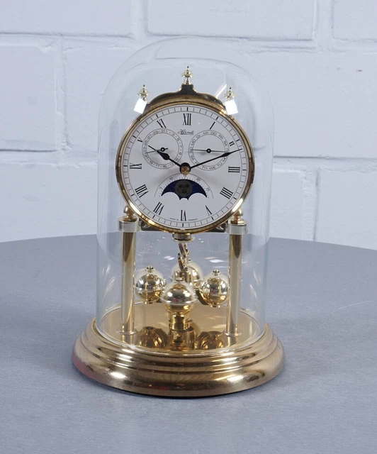 EDLE HERMLE QUARTZ Drehpendeluhr mit Datum und Mondphase Vintage 70er