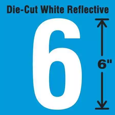 Stranco Dwr-6-6-Ea Die-Cut Reflective Number Label,6,6In H