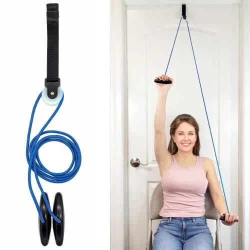 Polea de hombro para fisioterapia con guía de ejercicios - mejora el azul