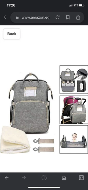 3 in 1 Baby Diaper Bag Backpack Foldable Travel Bag with Bassinet for Boy Girl 2