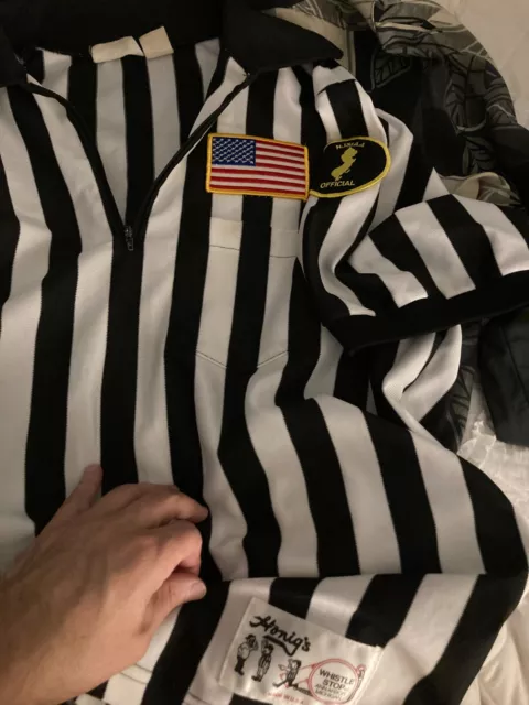 Collared football referee shirt Honig's black white  jersey adult men's Large