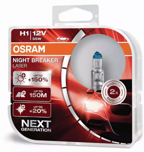 Osram H1 12V 55W P14.5s NIGHT BREAKER LASER +150% mehr Helligkeit 2Stk.