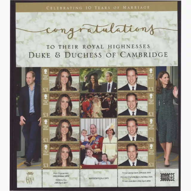 Duke & Duchess of Cambridge 10th Wedding Anniversary Collector Stamp Set 2021