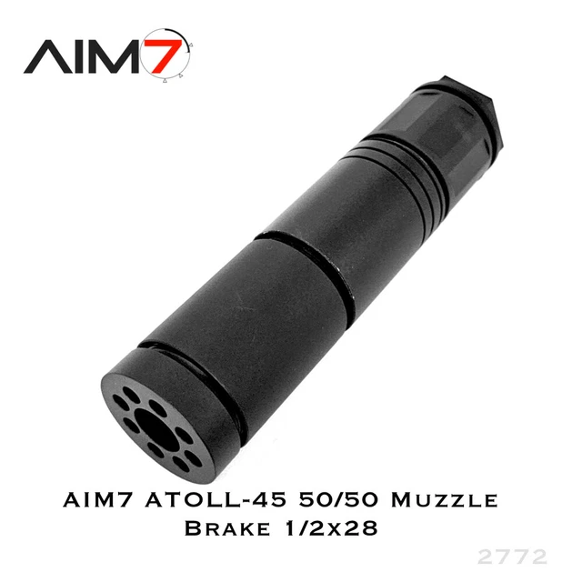 AIM7 Muzzle Brake With ATOLL-S Sound Forwarder – 1/2x28 Thread, .223 Rem, Black