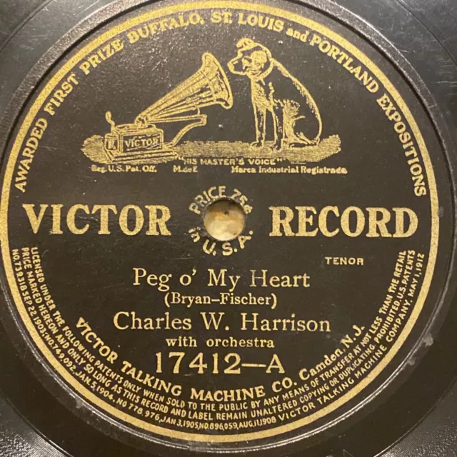 Arthur Clough 78 rpm VICTOR 17412 When I Dream of Old Erin 1913 V+ 3