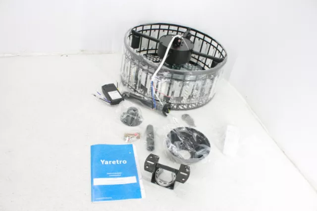 Yaretro Industrial Cage Crystal Ceiling Fan w Lights for Living Room Black