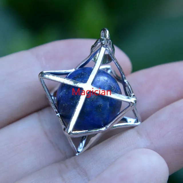 Natural Stone Quartz Crystal Sphere Chakra Merkaba Star Reiki Healing Amulet
