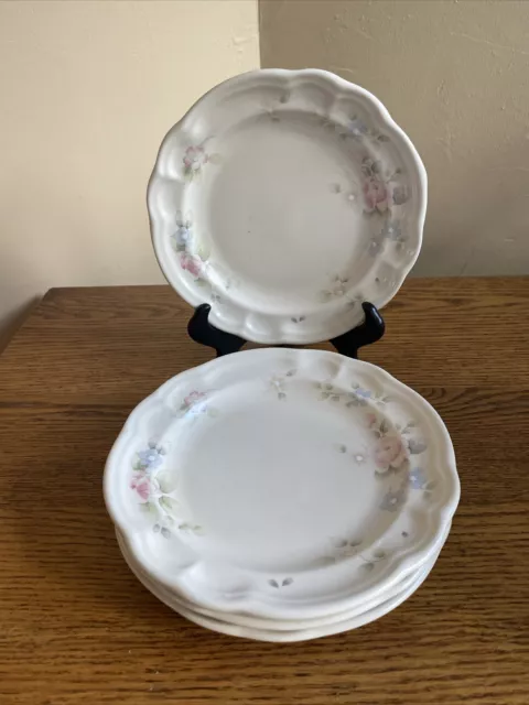 SET OF 4 Pfaltzgraff TEA ROSE 7-3/8" Salad Dessert Plates; WITH DECAL; USA