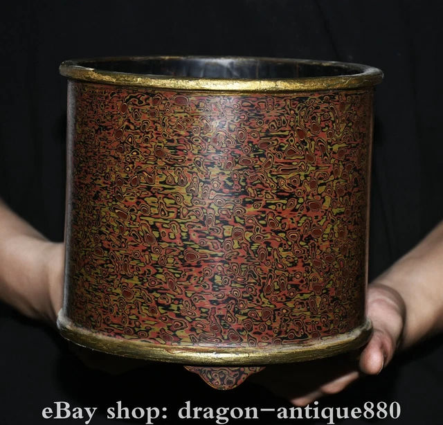 6.8” Marked Old Chinese Lacquerware Carving Dynasty Palace Pen Container