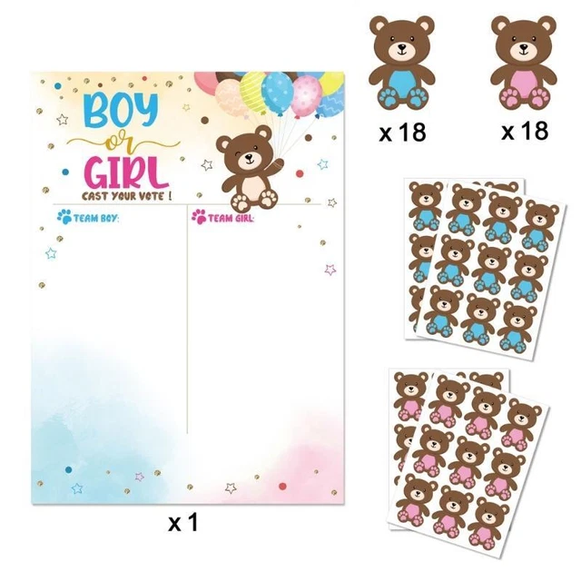 Gender Reveal Party  Gender Reveal Poster with 36 Boy and Girl Stickers 4