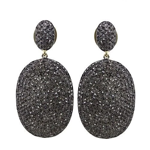 Pave Diamond Gold Plated Earring Gift For Her 925 Sterling Silver Jewelry HG