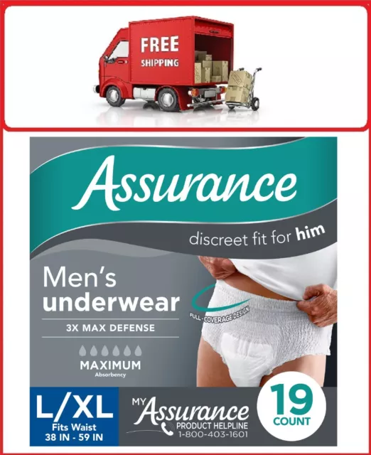 19 Ct Assurance Incontinence & Postpartum Underwear For Women Adult Diaper  XL