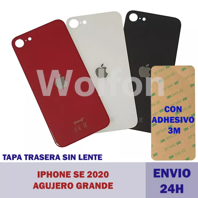 Tapa trasera cristal IPHONE SE 2020 Agujero Grande CON ADHESIVO 3M envio 24horas