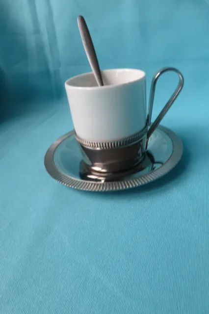 tasse à café + support et soucoupe /orfèvrerie Létang Rémy