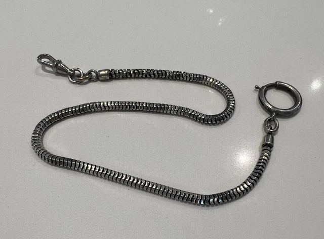 Chaine De Montre Ancienne En Métal Argenté Plaqué Argent - Fabriqué En France - Occasion En Bon état