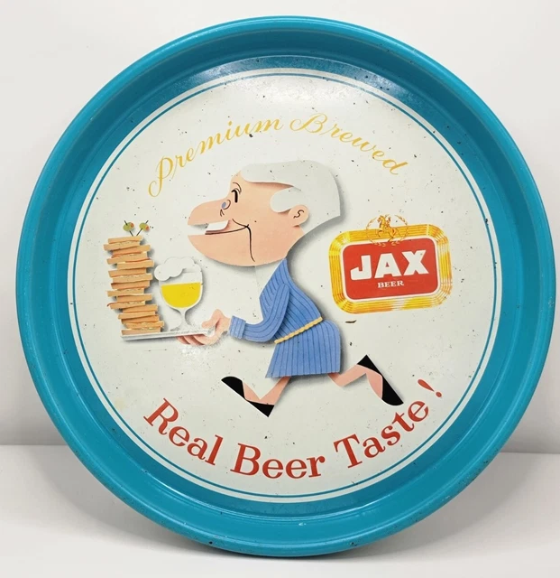 Vintage JAX Beer Tin Serving Tray 13" Round Adversting Sign Jackson Brewing