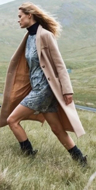 Morris Co x HM Womens Size 10 Blue Floral Print Shift Dress 3/4 Tie Sleeve