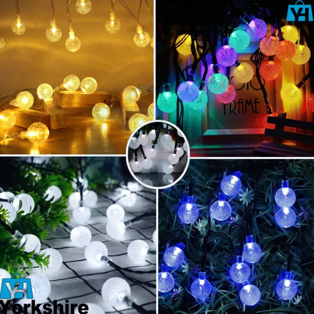 50 Led Solar Powered Retro Bulb String Lights Garden Outdoor Fairy Summer Lamp