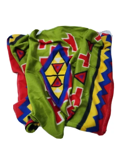 VTG Airline Lightweight Fleece Blanket Southwestern Style Geometric Print 50x35"