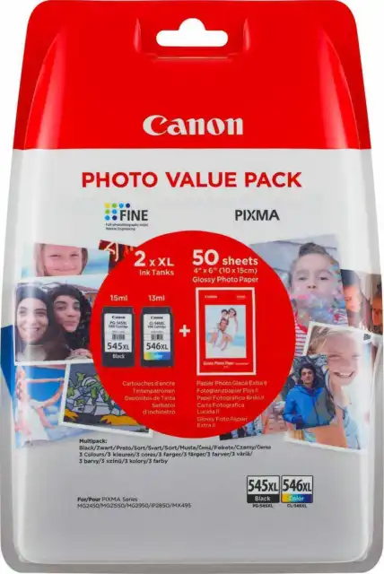Canon PG-545XL CL-546XL Photo Value Pack (8286B006) ORIGINALE MULTIPACK