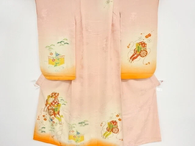 37614# Japanese Kimono / Antique Kimono For Girls / Chrysanthemum & Pine