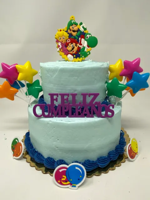 Mario Brothers Feliz Cumpleanos Topper de Pastel  ~ BRAND NEW ~ 100% NUEVO