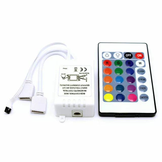 24 keys IR Remote Controller For 3528 5050 12V Box RGB LED Strip Light 2 Outputs