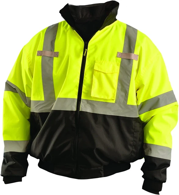 Medium Hi-Viz Yellow Polyester Bomber Jacket