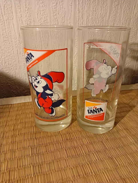 2 Fanta Gläser Der Kleine Wolf Disney 0.3l 1985 Guter Zustand 80er Kult