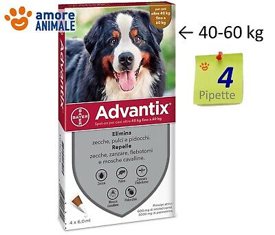 Advantix Bayer 4 pipette per Cani da 40 - 60 kg - oltre 40 kg fino a 60 kg 2