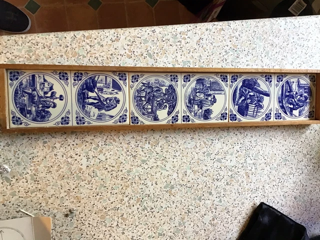 Delf/ ?  Tiles wood Frame Tray/Picture