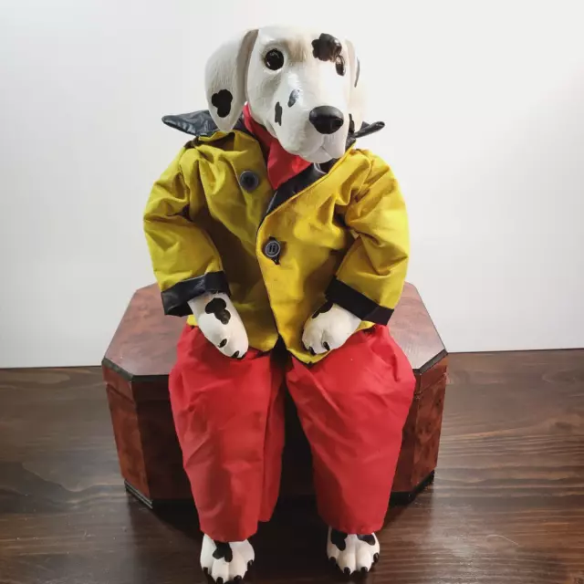 Vintage Handmade Ceramic Dalmatian Shelf Sitter Firefighter Firehouse Dog