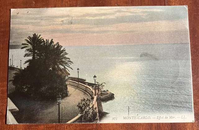 CPA AK MONACO - MONTE-CARLO - Effet de Mer carte postale ancienne timbre