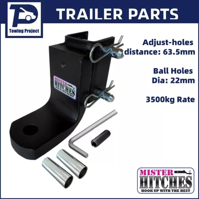 Mister Hitches Trailer Tow Ball Mount Hitch Head Only Adjustable 3500KG