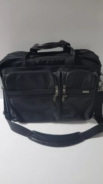 TUMI Alpha Black Ballistic expandable Laptop Business Briefcase 26041D4 Nice